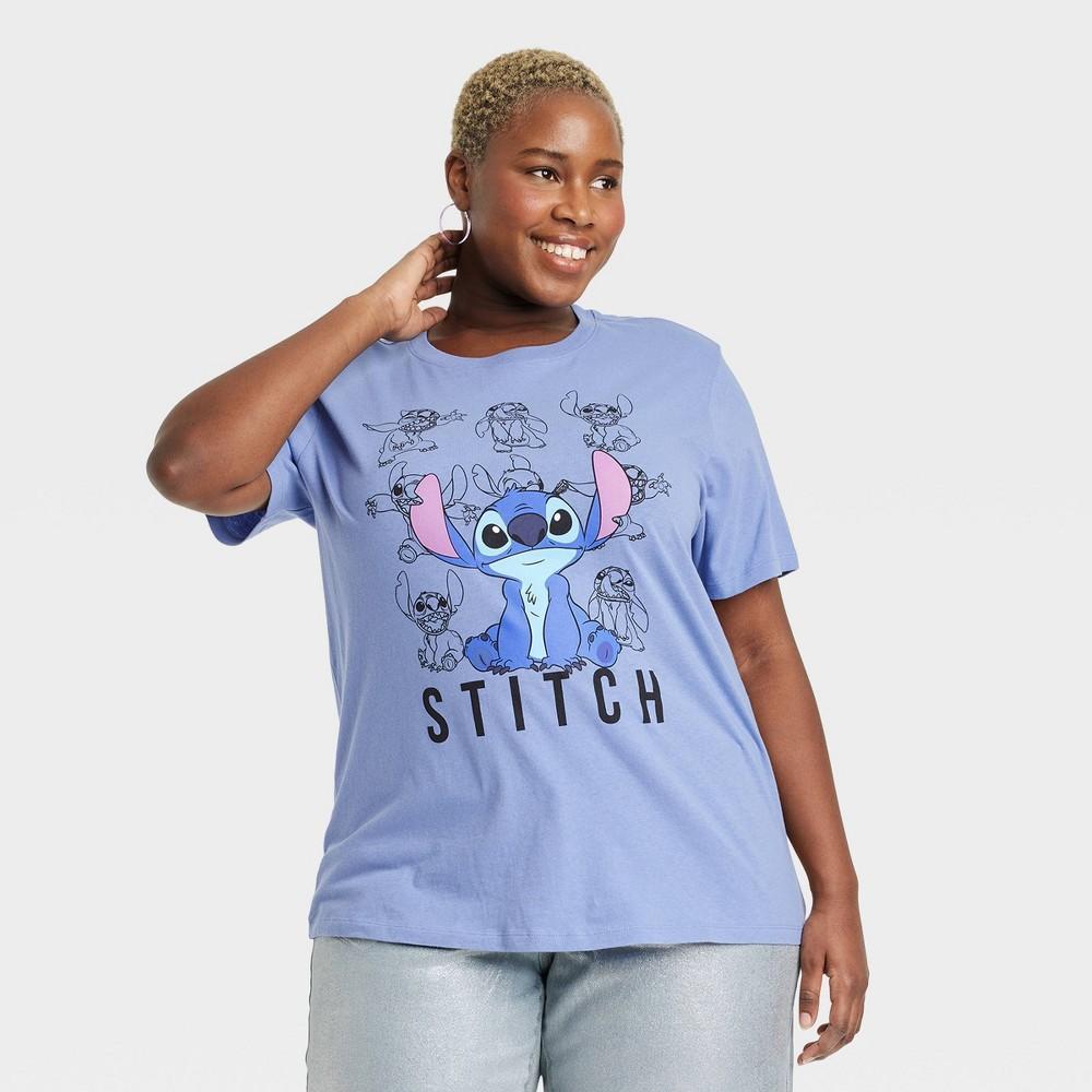 Womens Disney Stitch Short Sleeve Graphic T-Shirt - Blue Product Image