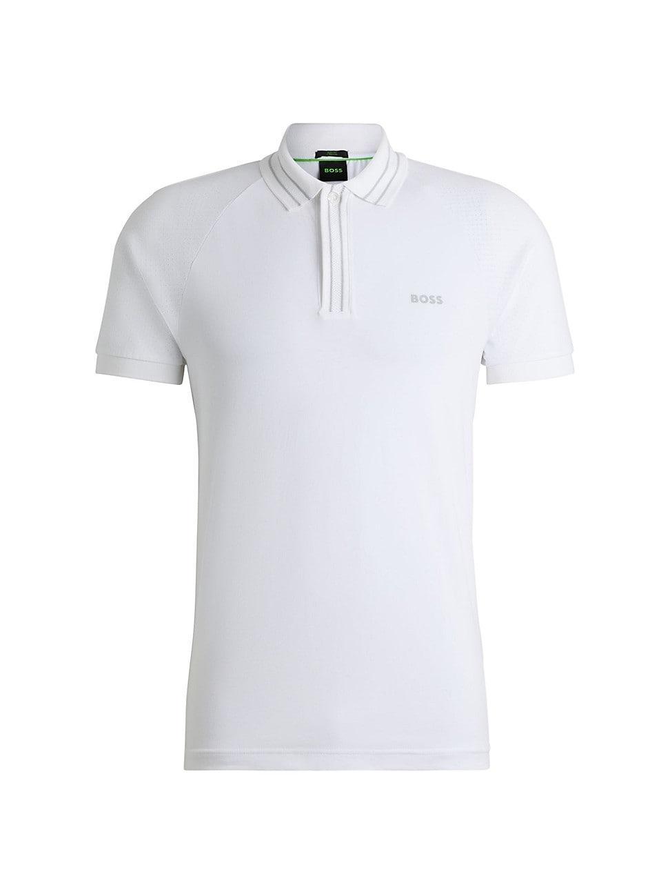 Mens Stretch-Cotton Polo Shirt with Stripes and Logo Product Image