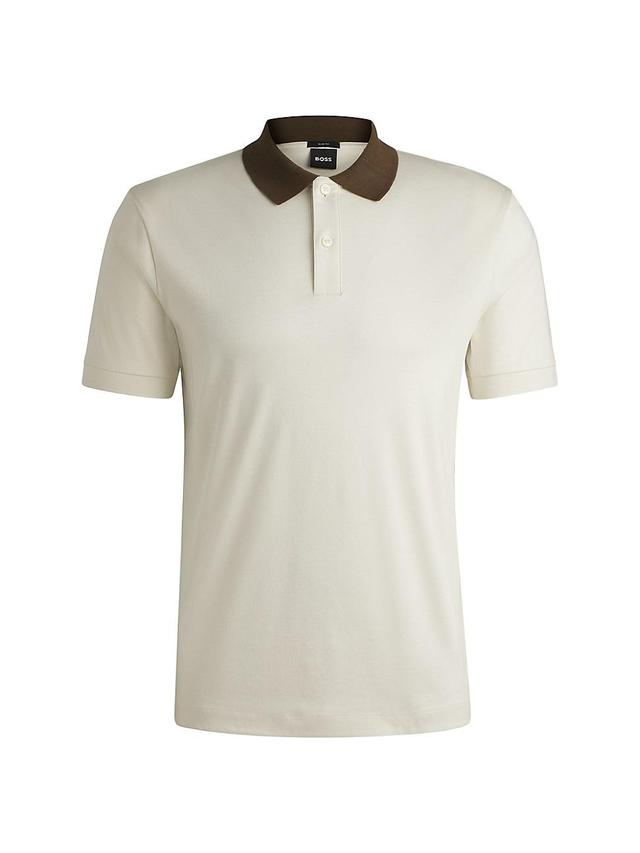 Mens Slim Fit Polo Shirt with Collar Stripes Product Image