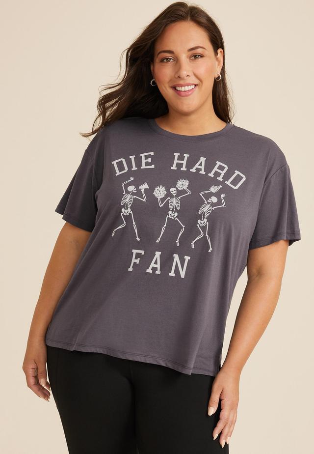 Maurices 4X Plus Size Womens Die Hard Fan Oversized Fit Graphic Tee Product Image