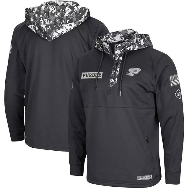 Mens Colosseum Charcoal Purdue Boilermakers OHT Military Appreciation Digi Camo Quarter-Zip Hoodie Product Image