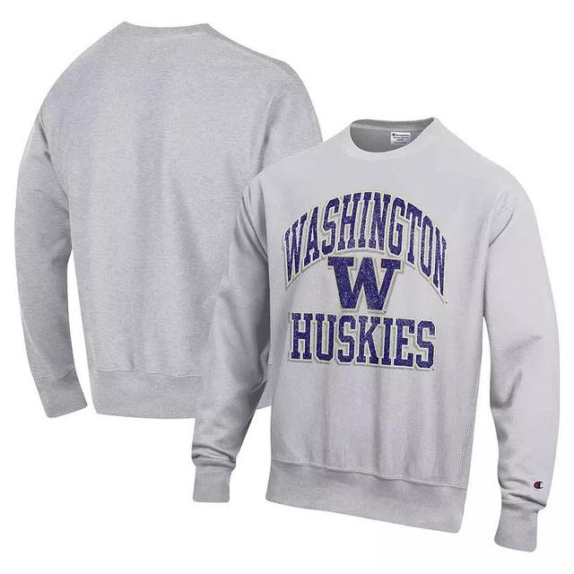 Mens Champion Heather Gray Washington Huskies Vault Late Night Reverse Weave Pullover Sweatshirt Product Image