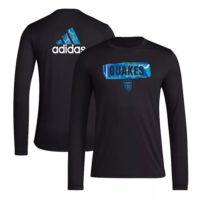 Mens adidas Black San Jose Earthquakes Local Pop AEROREADY Long Sleeve T-Shirt Product Image