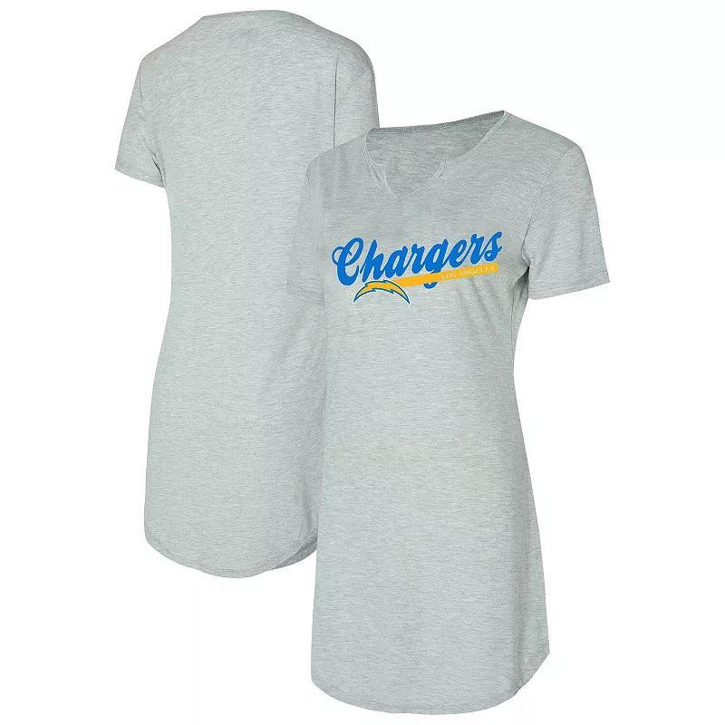 Womens Concepts Sport Gray Los Angeles Chargers Petition Knit Nightshirt Product Image