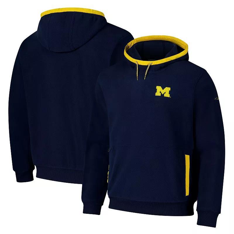 Mens Columbia Michigan Wolverines Flanker Fleece Pullover Hoodie Blue Product Image