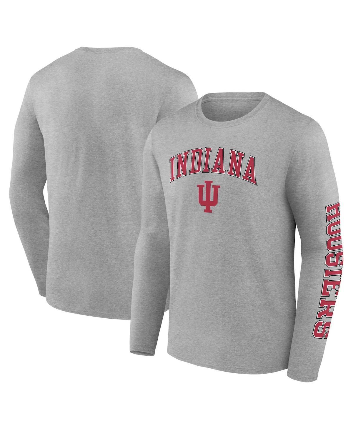 Mens Fanatics Heather Gray Indiana Hoosiers Distressed Arch Over Logo Long Sleeve T-shirt Product Image