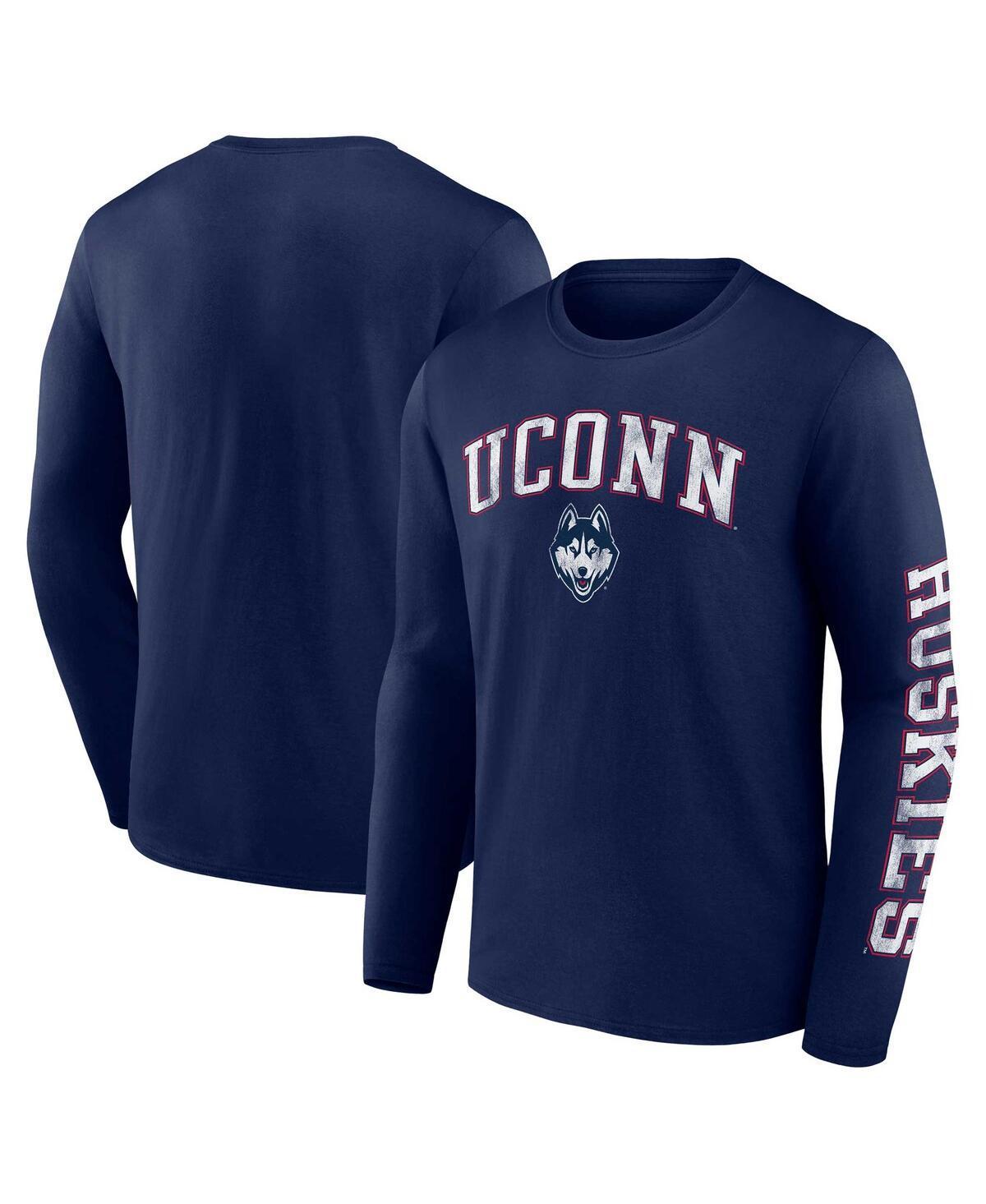 Mens Fanatics Navy UConn Huskies Distressed Arch Over Logo Long Sleeve T-shirt Product Image