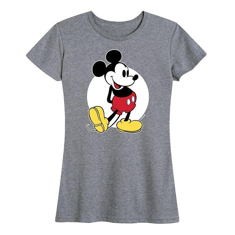 Disneys Mickey Mouse Womens Classic Graphic Tee Grey Red Product Image