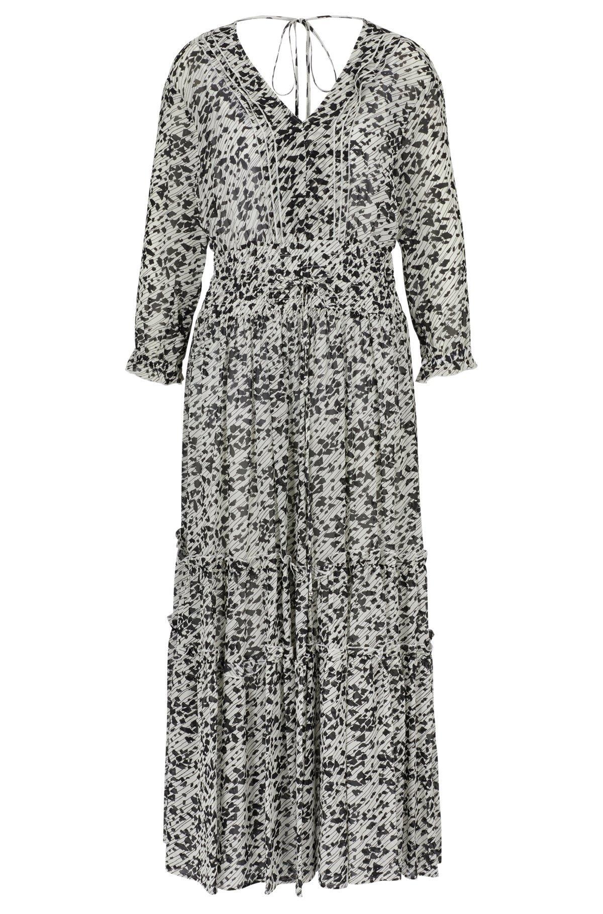 Maxi dress with seasonal print and V-neckline Product Image