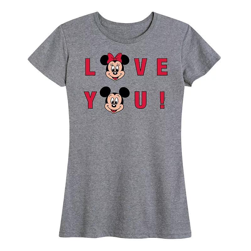 Disneys Mickey & Minnie Mouse Womens Love You Graphic Tee Product Image