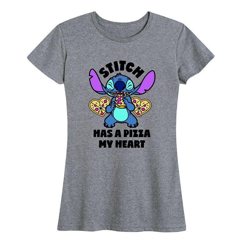 Disneys Lilo & Stitch Womens Pizza My Heart Graphic Tee Product Image