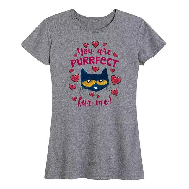 Womens Pete The Cat Pete You Are Purrfect Fur Me Graphic Tee Grey Gray Product Image