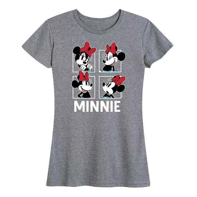 Disneys Minnie Mouse Womens Grid Graphic Tee Grey Gray Product Image