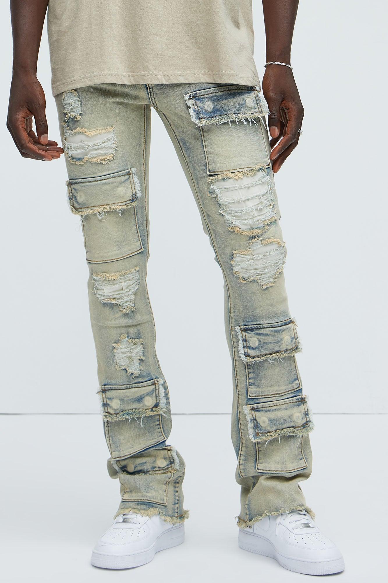 Get Started Cargo Stacked Skinny Flare Jeans - Medium Wash product image