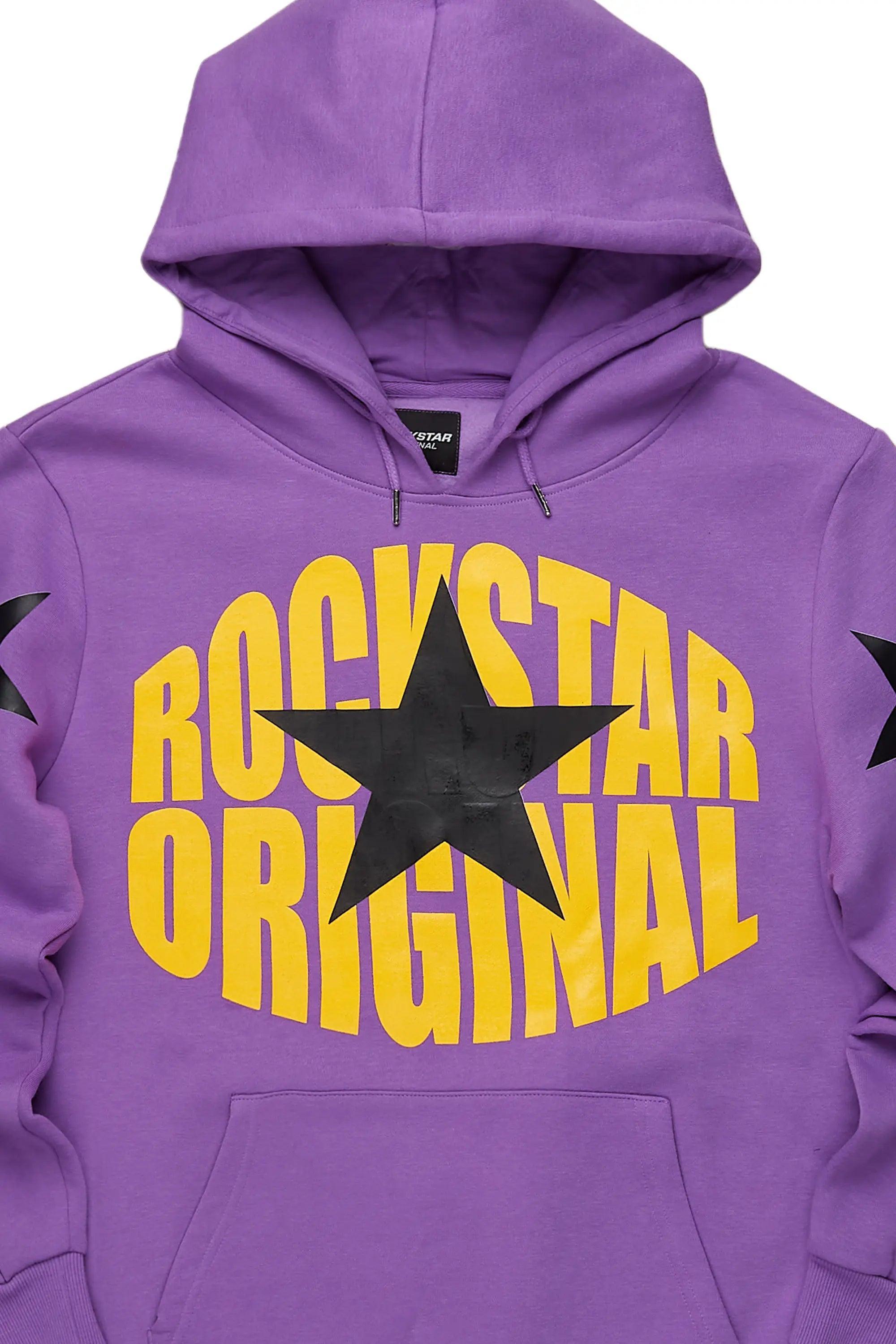 Hachi Purple/Yellow Graphic Hoodie Male Product Image