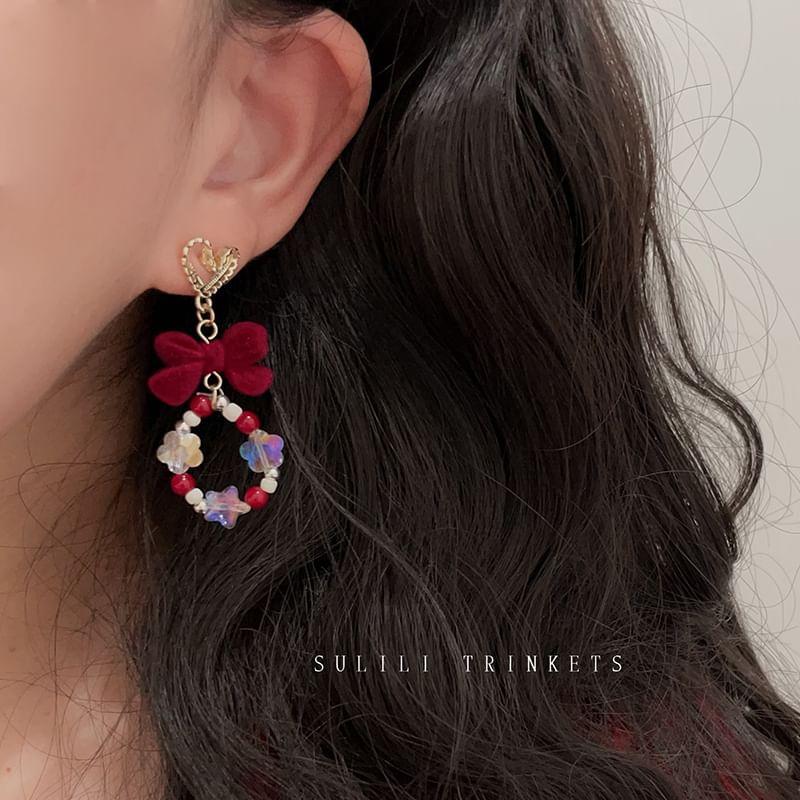 Beaded Bow Drop Earring Product Image