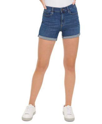 Calvin Klein Jeans Womens High-Rise Roll-Cuff Shorts Product Image