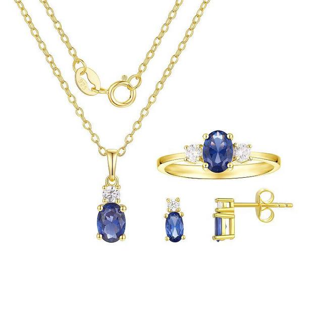 14K Gold over Sterling Silver Birthstone Pendant, Ring, & Earring Set, Womens, September Product Image