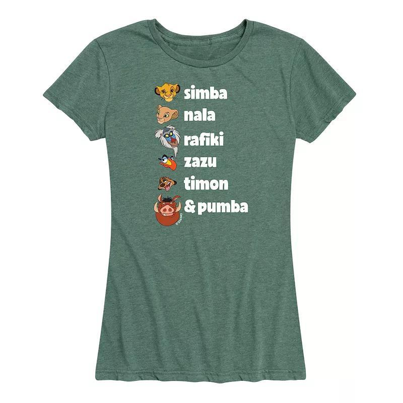 Disneys Lion King Womens Character List Graphic Tee Grey Blue product image