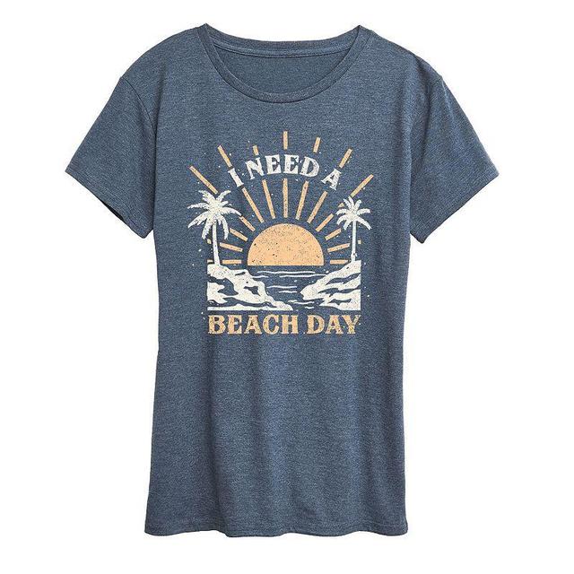 Womens I Need A Beach Day Graphic Tee Blue Product Image