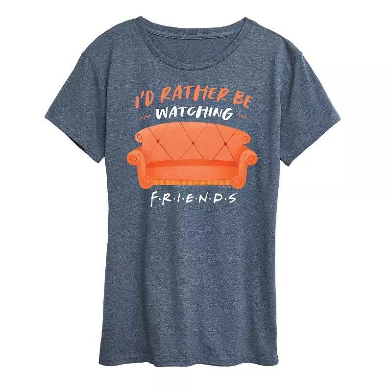 Womens Friends Id Rather Be Watching Graphic Tee Grey Blue Product Image