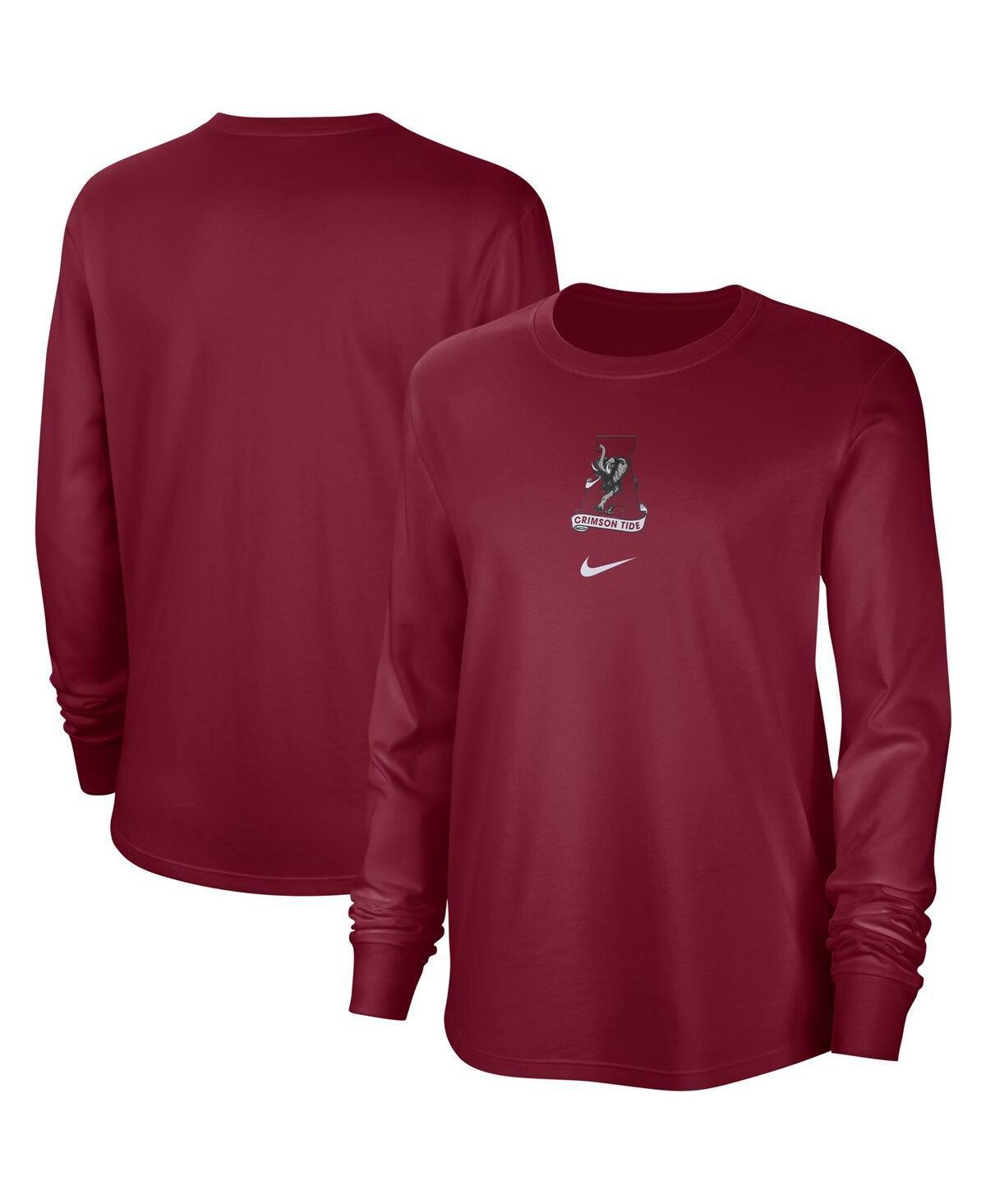 Womens Nike Crimson Distressed Alabama Crimson Tide Vintage-Like Long Sleeve T-shirt Product Image