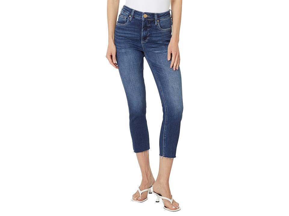 KUT from the Kloth Rachael Petite High-Rise Fab Ab Mom Raw Hem in Explore (Explore) Women's Jeans Product Image