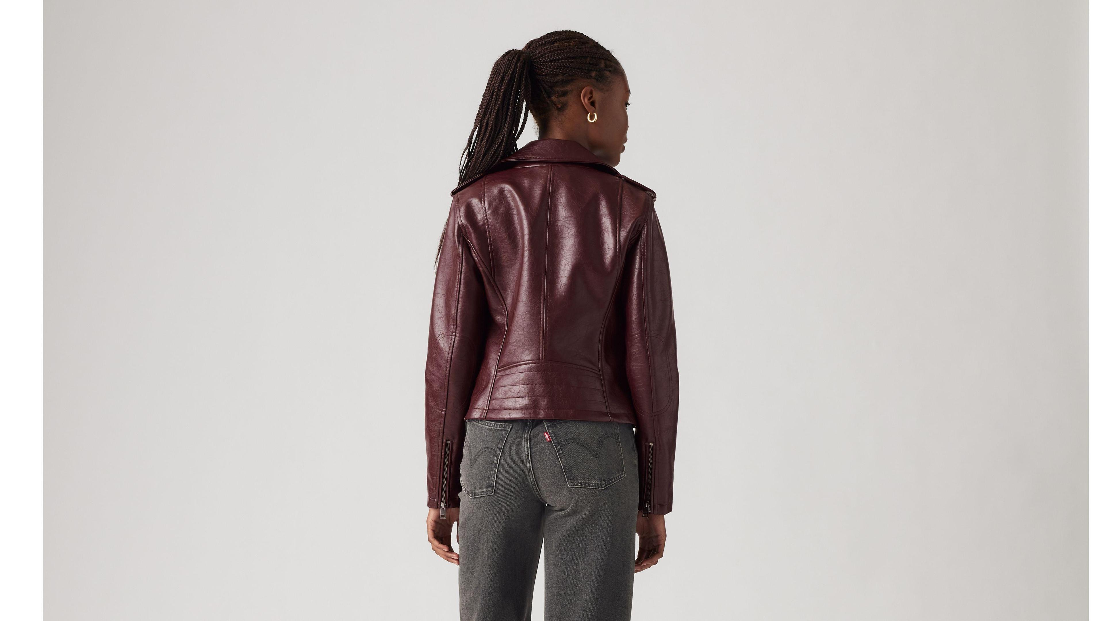 Faux Leather Moto Jacket Product Image