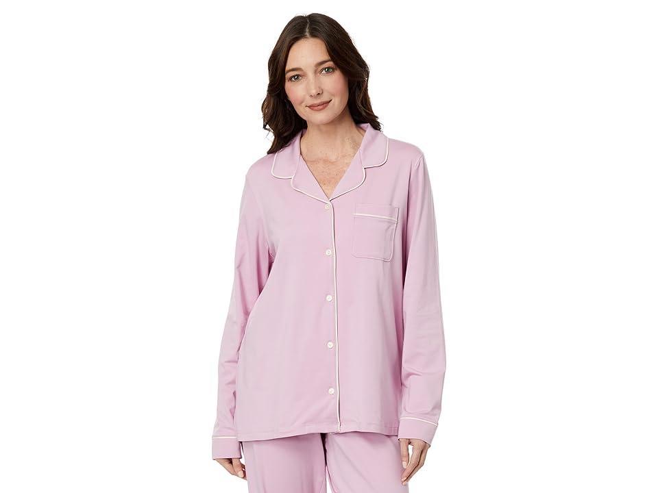 L.L.Bean Super Soft Shrink-Free Button Front Pajama Set (Peach Sherbet) Women's Pajama Sets Product Image