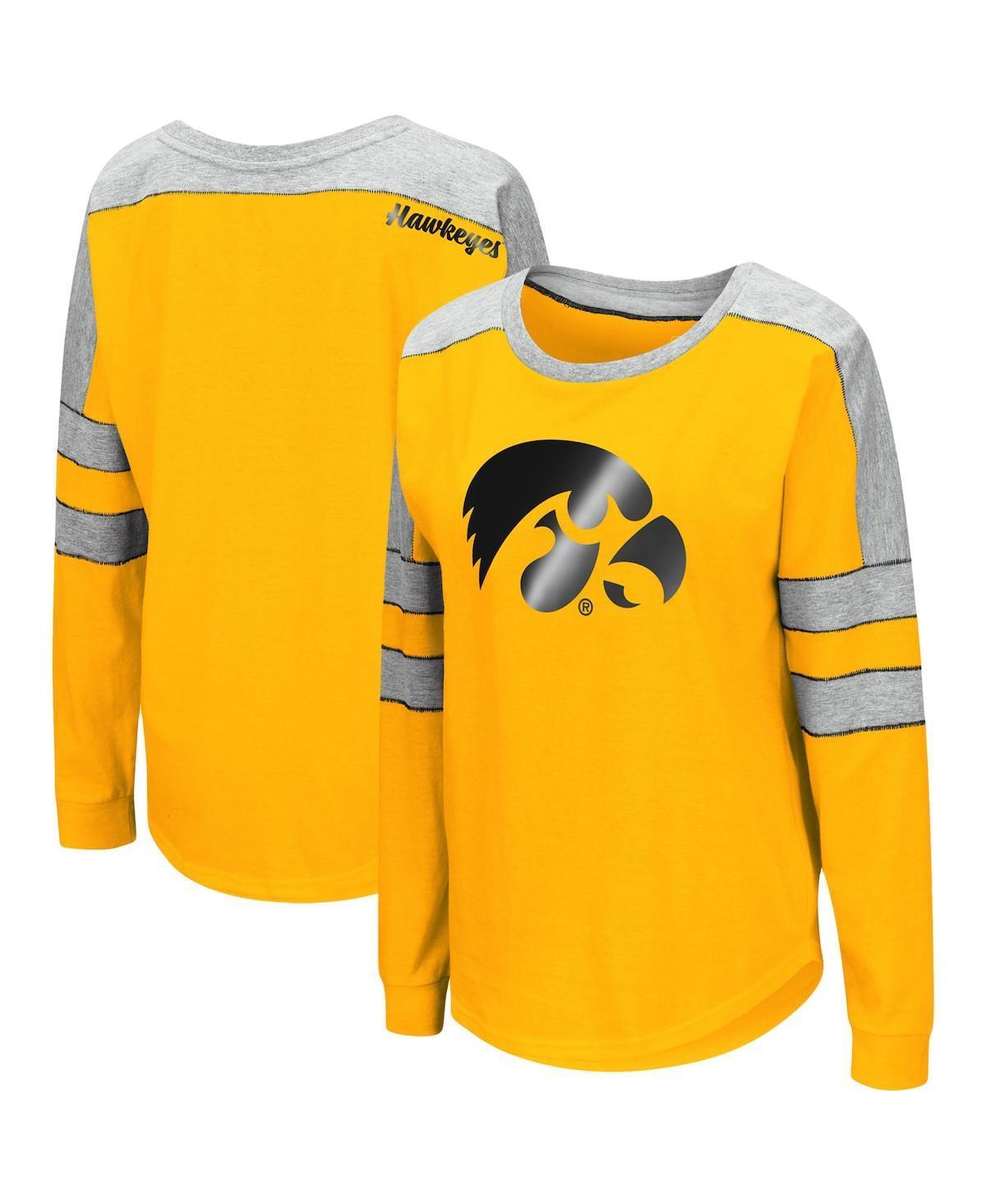 Womens Colosseum Gold Iowa Hawkeyes Trey Dolman Long Sleeve T-shirt Product Image