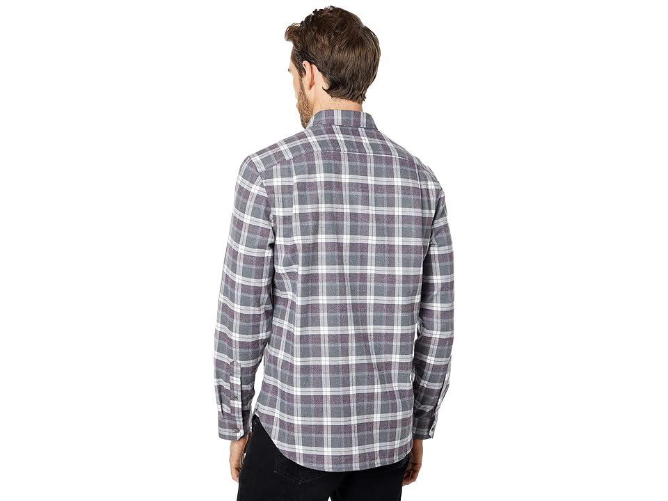 Vince Melange Plaid Long Sleeve (Medium Heather Grey) Men's Clothing Product Image