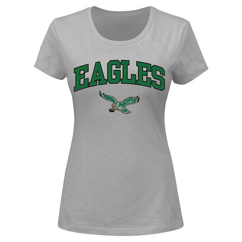 Womens Fanatics Branded Gray Philadelphia Eagles Plus Size Arch Over Logo T-Shirt Product Image