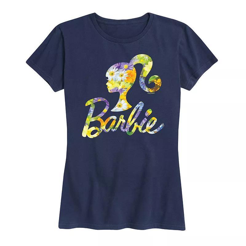 Womens Barbie Logo Spring Bouquet Graphic Tee Grey Green Product Image