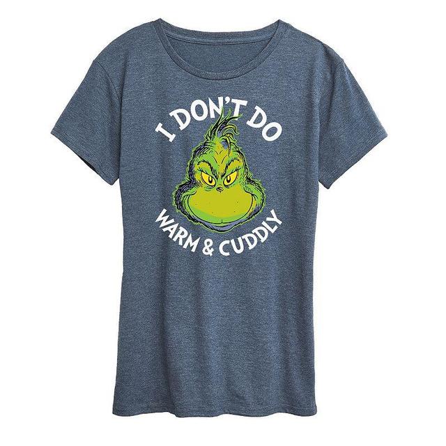 Womens Dr. Seuss The Grinch Dont Do Warm Cuddly Graphic Tee, Girls Grey Blue Product Image