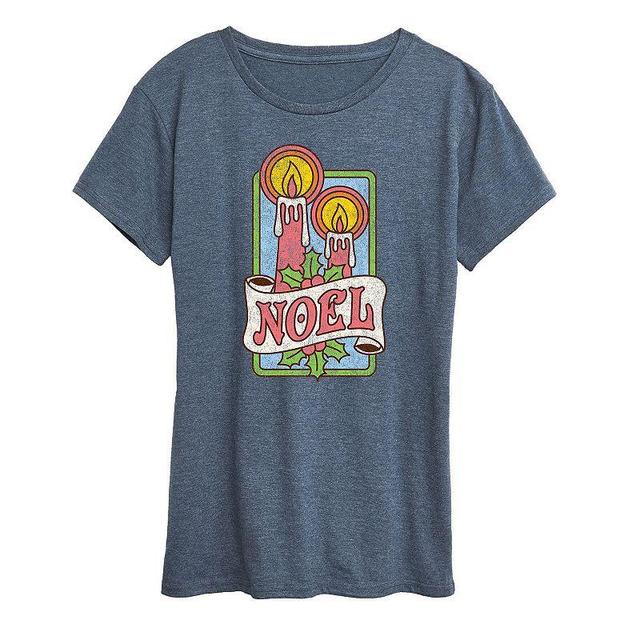 Womens Retro Noel Candles Short Sleeve Graphic Tee, Girls Product Image