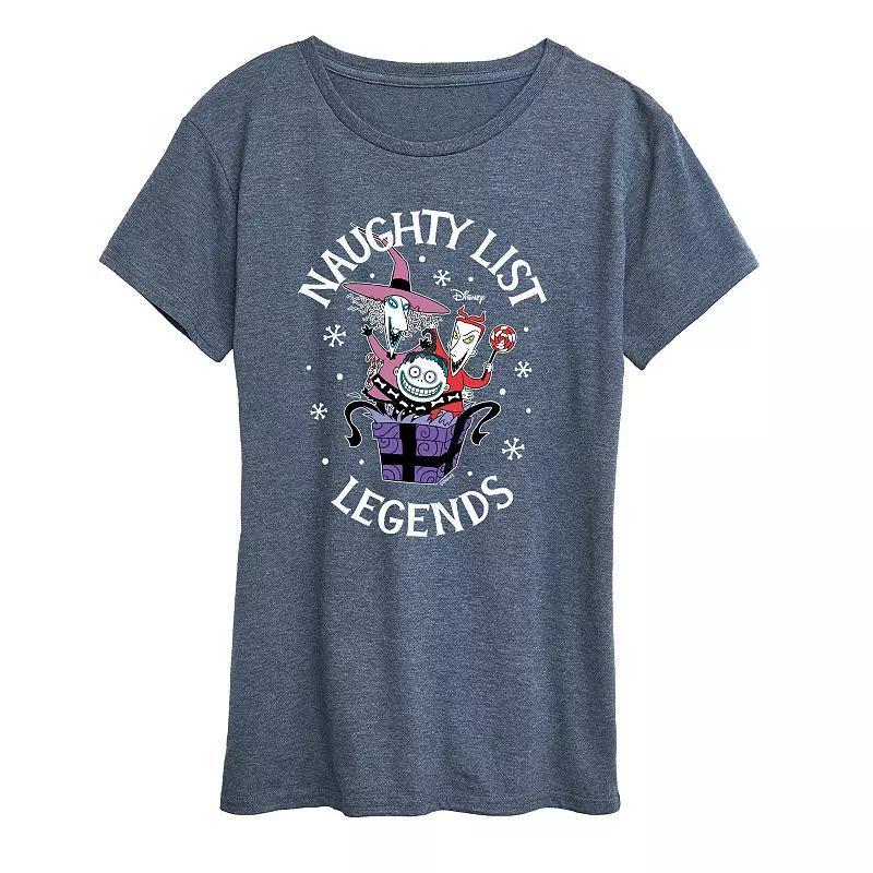 Disneys Nightmare Before Christmas Womens Naughty List Legends Graphic Tee, Girls Grey Blue Product Image