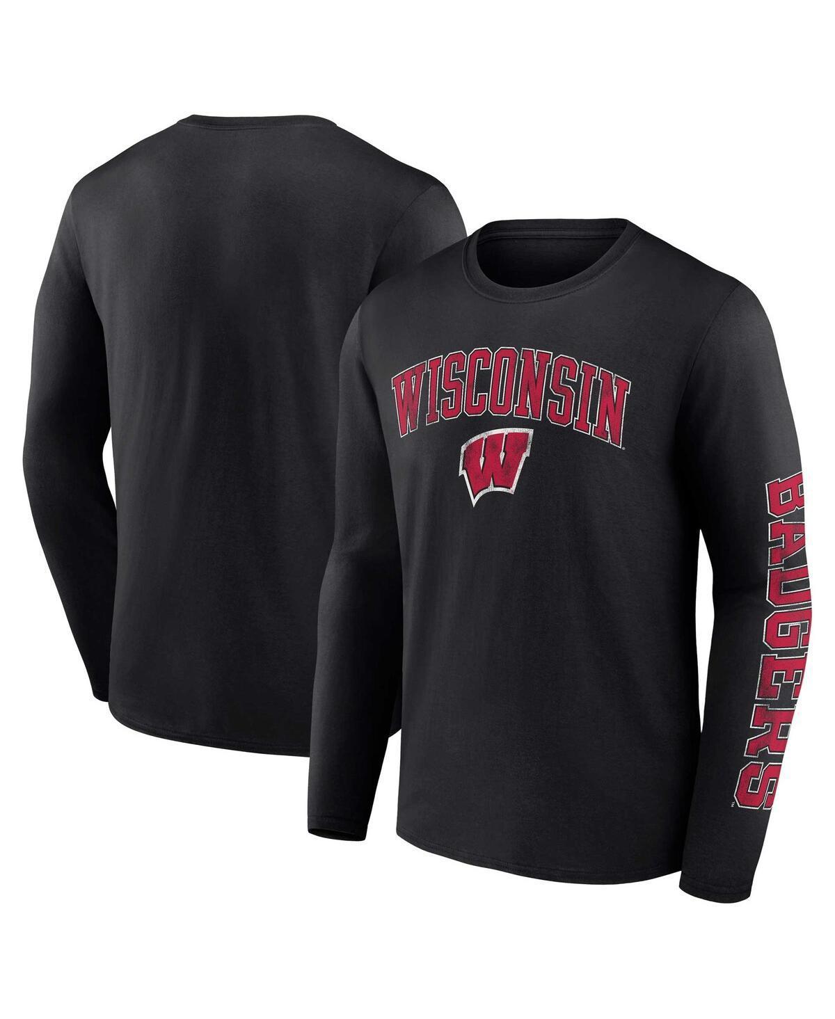 Mens Fanatics Branded Wisconsin Badgers Distressed Arch Over Logo Long Sleeve T-Shirt Product Image