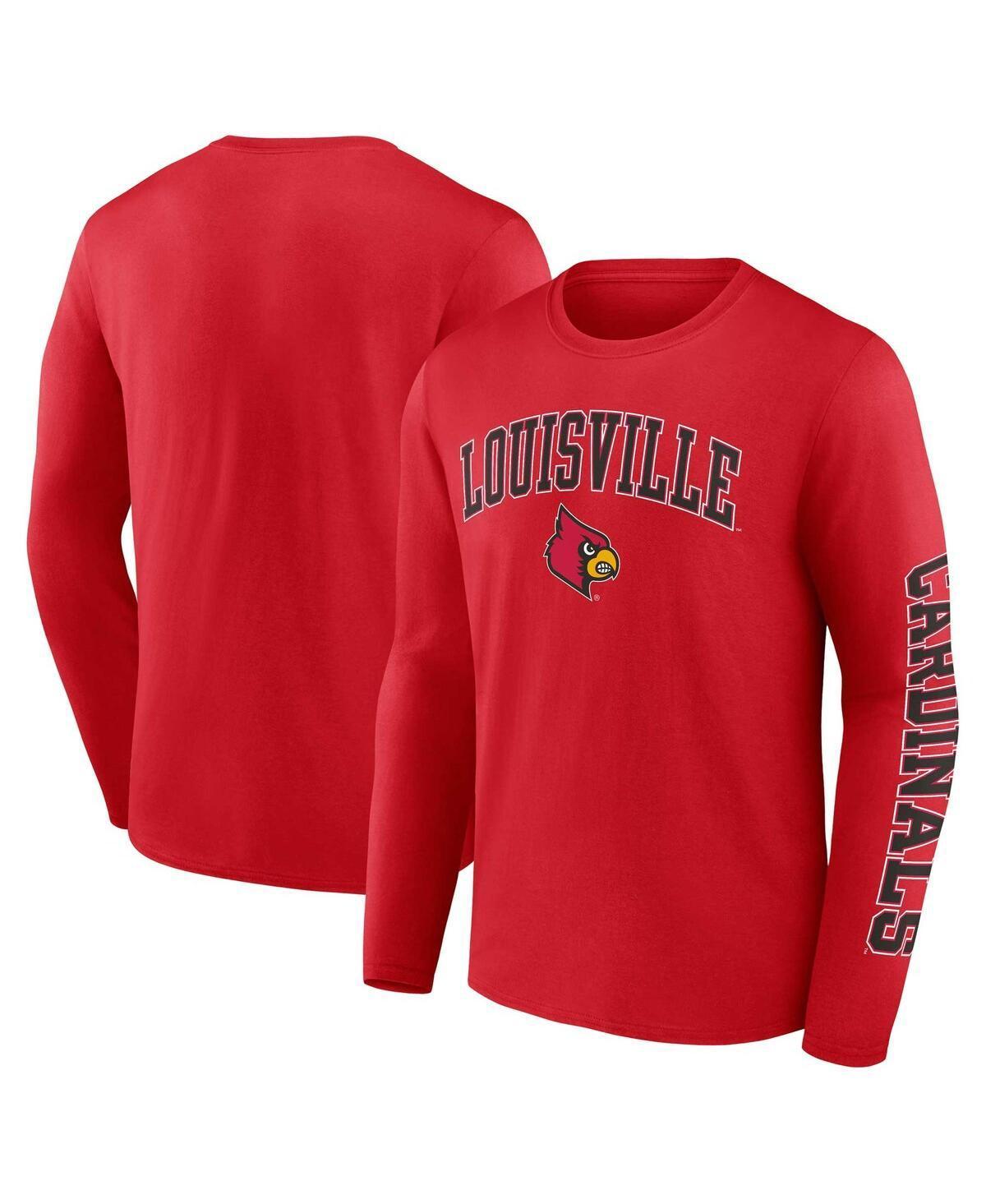 Mens Fanatics Red Louisville Cardinals Distressed Arch Over Logo Long Sleeve T-shirt Product Image