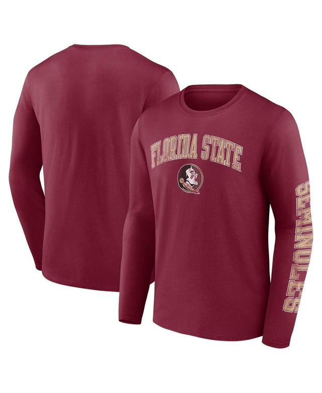 Mens Fanatics Garnet Florida State Seminoles Distressed Arch Over Logo Long Sleeve T-shirt Product Image