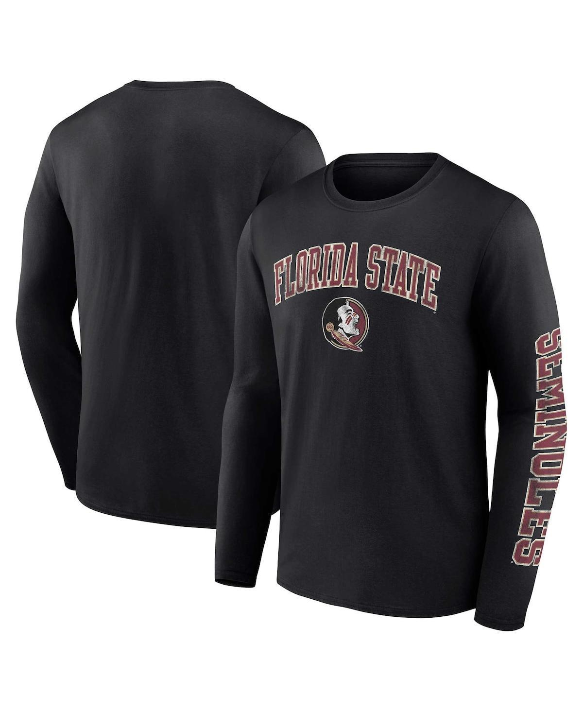 Mens Fanatics Black Florida State Seminoles Distressed Arch Over Logo Long Sleeve T-shirt Product Image