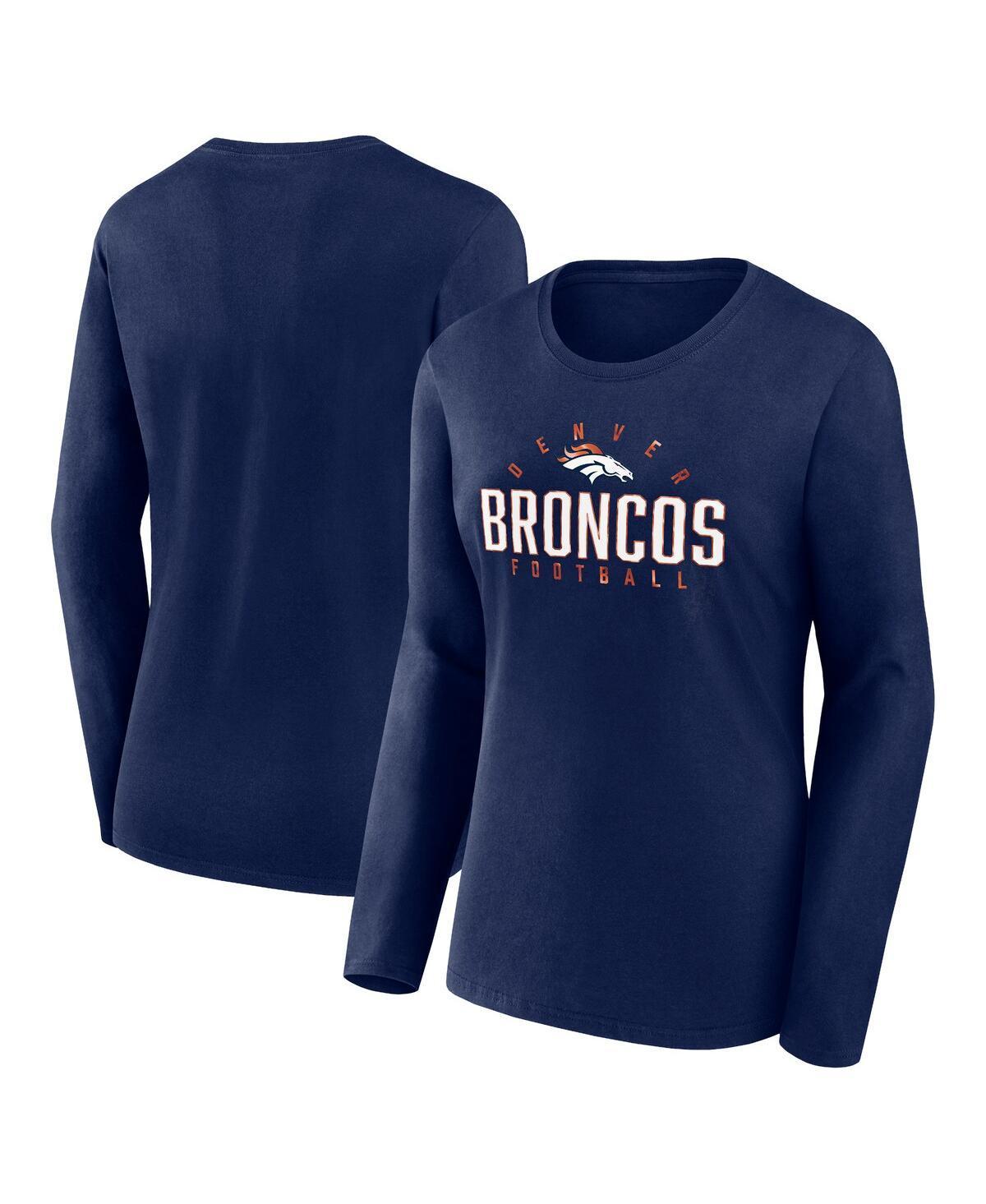 Womens Fanatics Navy Denver Broncos Plus Size Foiled Play Long Sleeve T-shirt Product Image