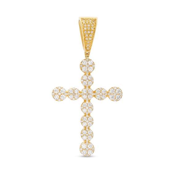 Men's 1-1/2 CT. T.w. Multi-Diamond Cross Necklace Charm in 10K Gold Product Image