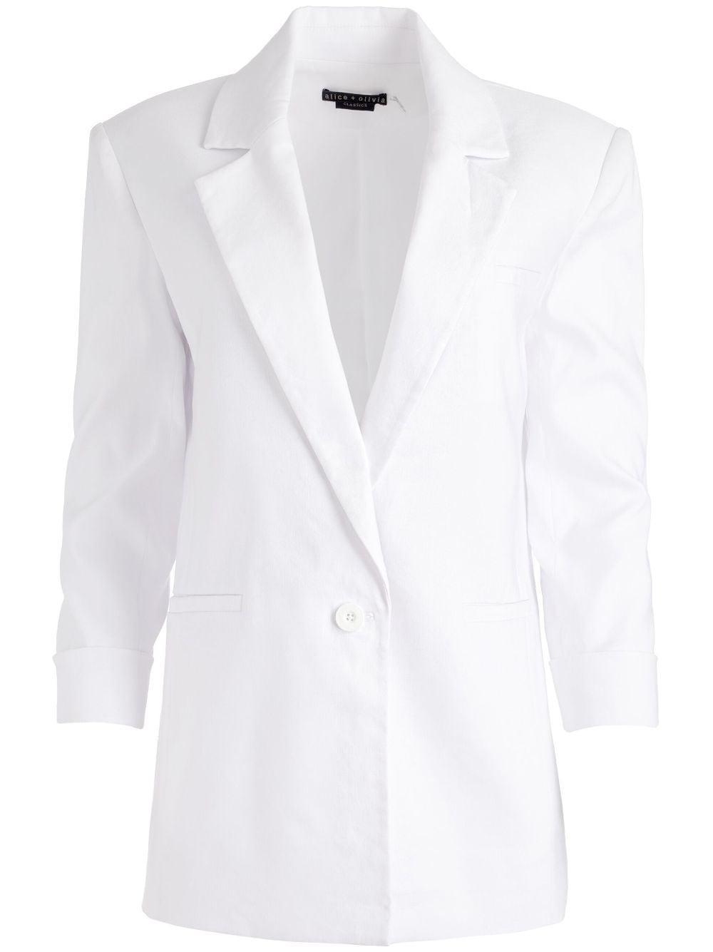 ALICE AND OLIVIA Macey Single Breasted Notched Lapel Blazer In White Product Image