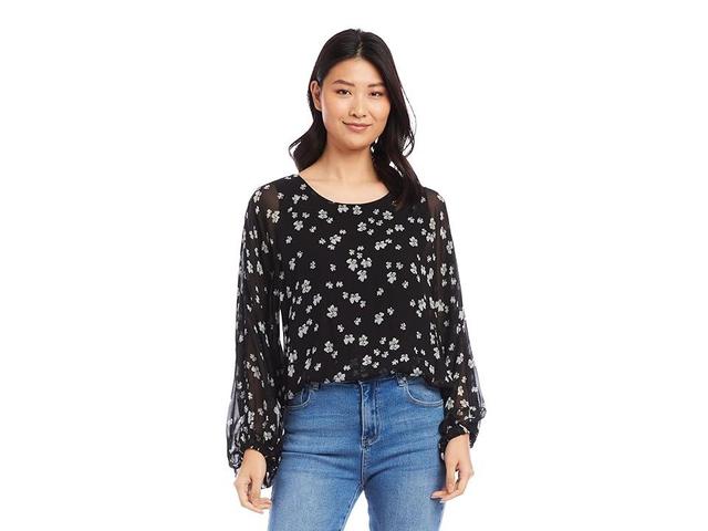 Karen Kane Lantern Sleeve Top (Print) Women's Clothing Product Image