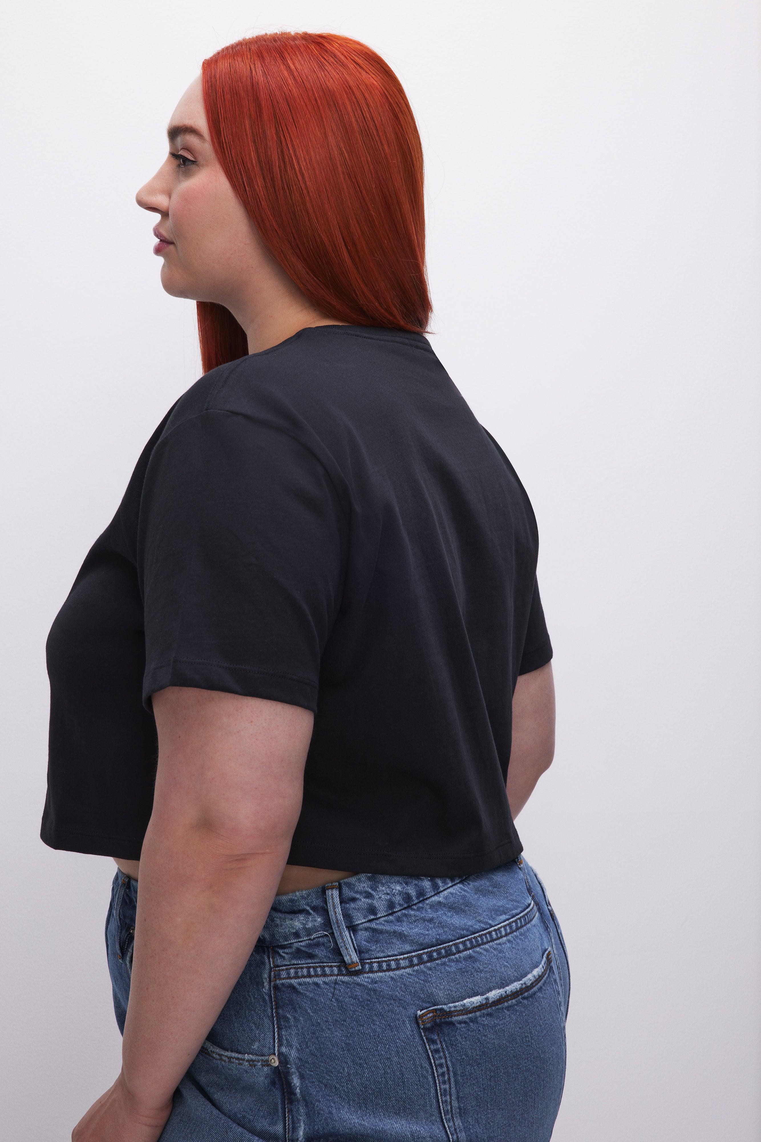 COTTON CROPPED TEE | BLACK001 Product Image