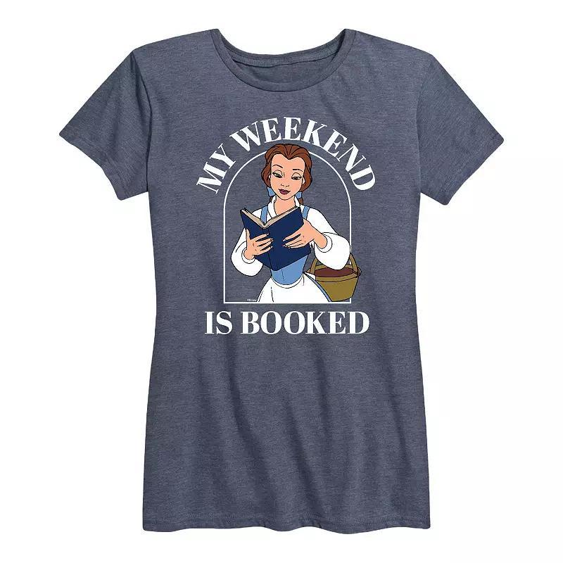 Disney Princess Belle Womens Weekend Graphic Tee, Girls Grey Royal Blue Product Image