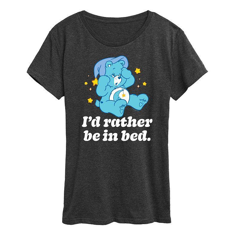 Womens Care Bears Rather Be In Bed Graphic Tee, Girls Grey Charcoalgray Product Image