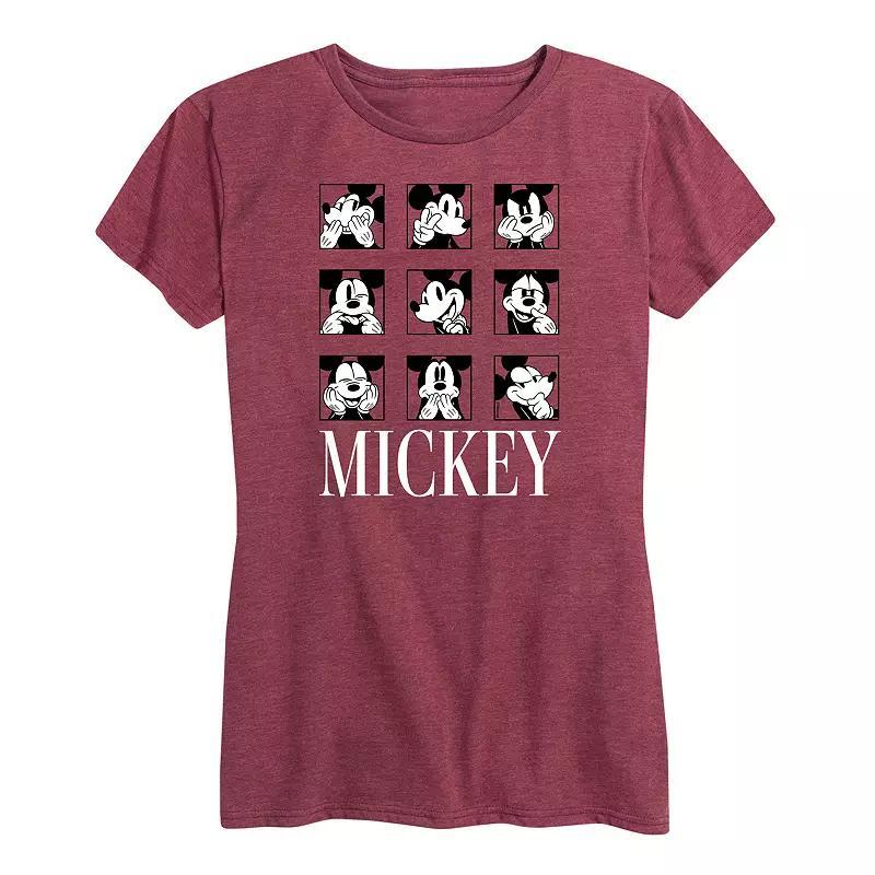 Disneys Mickey Mouse Womens Expression Boxes Graphic Tee Grey Red Product Image