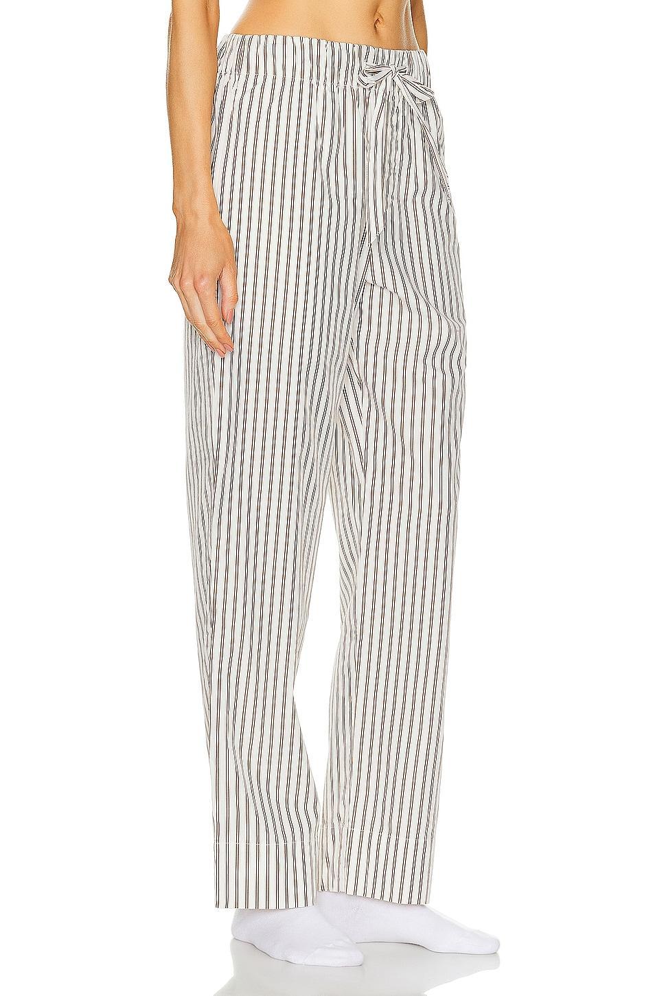 Tekla Stripe Pant White,Brown. (also in XS). Product Image