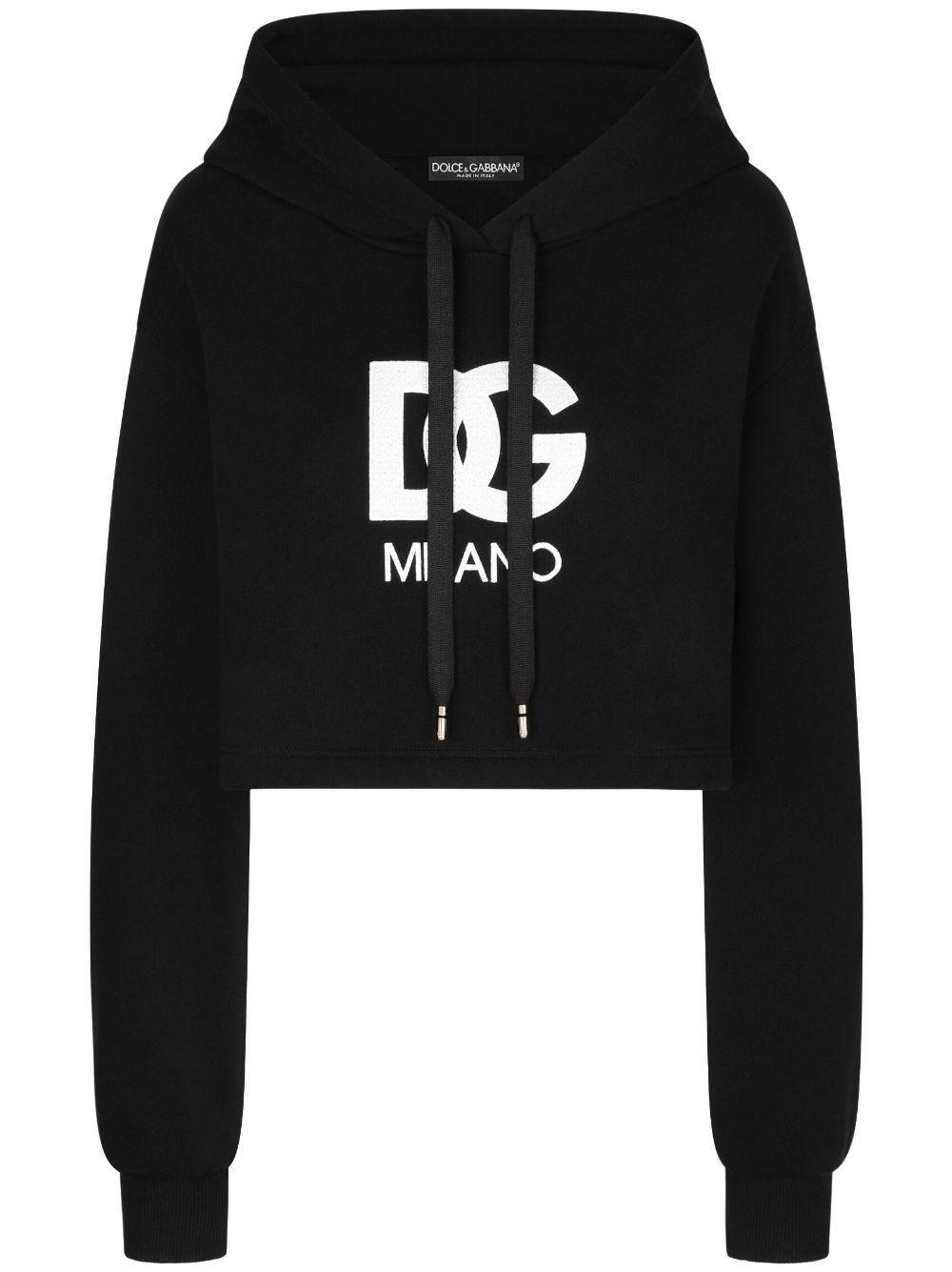 Logo Patch Cropped Hoodie In Black Product Image